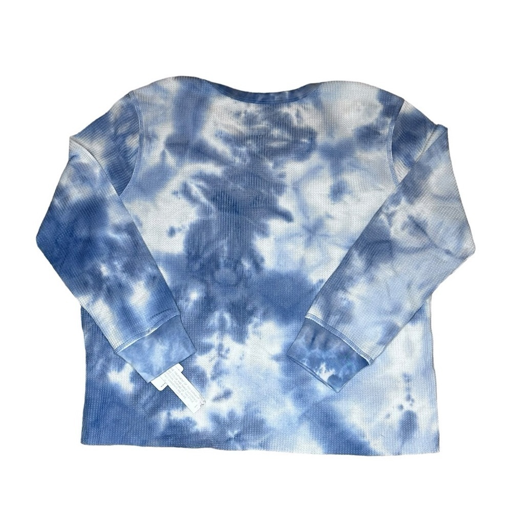 REBELLIOUS ONE Juniors/Womens 1X Blue & White Tie Dye Long Sleeve Shirt - Picture 2 of 8